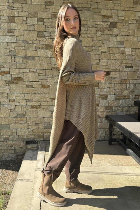 Skarsgard Asymmetric Knit Tunic Camel /24=